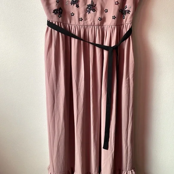 LC Lauren Conrad Runway Pink Black floral embellished Gown Womens size 6 - Picture 3 of 7